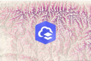 Product icon with terrain background shaded in opposing colors Product icon with terrain background shaded in opposing colors